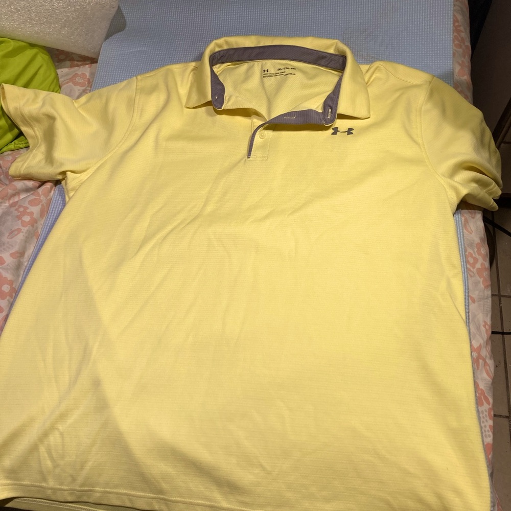 Under armour yellow golf polo shirt